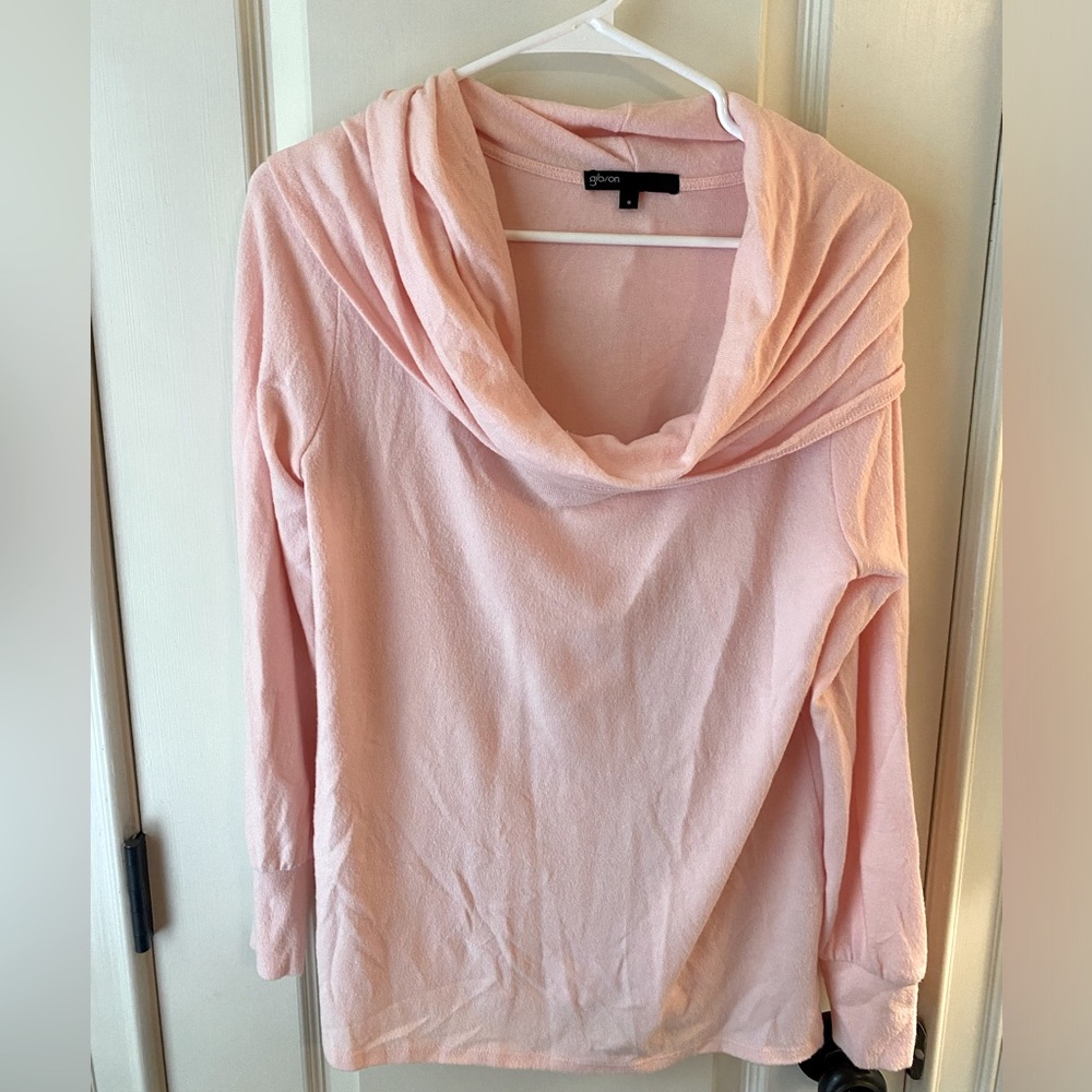 Light Pink off the shoulder Gibson sweater
